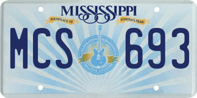 MS license plate MCS693