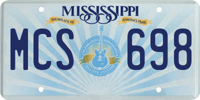 MS license plate MCS698