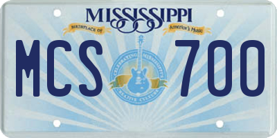 MS license plate MCS700