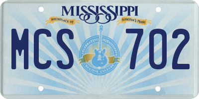 MS license plate MCS702