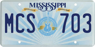 MS license plate MCS703