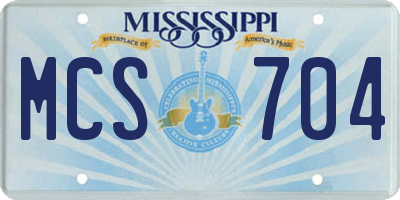 MS license plate MCS704