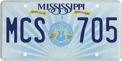 MS license plate MCS705