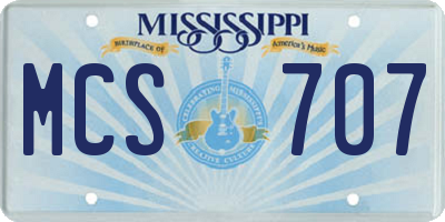 MS license plate MCS707
