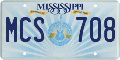 MS license plate MCS708