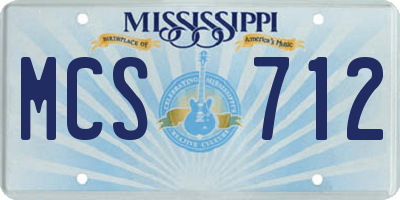 MS license plate MCS712