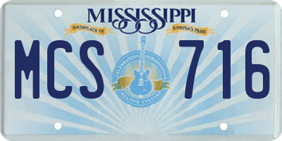 MS license plate MCS716
