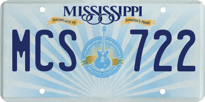 MS license plate MCS722