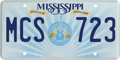MS license plate MCS723