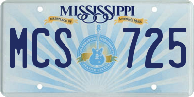 MS license plate MCS725