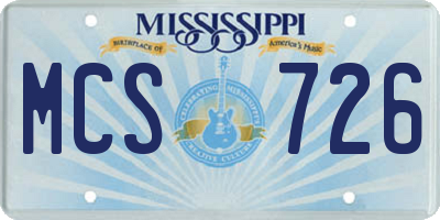 MS license plate MCS726
