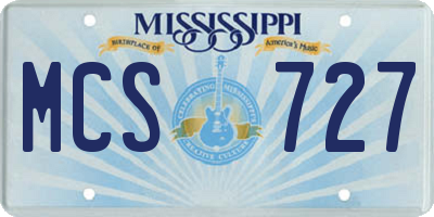MS license plate MCS727