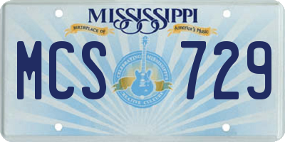 MS license plate MCS729