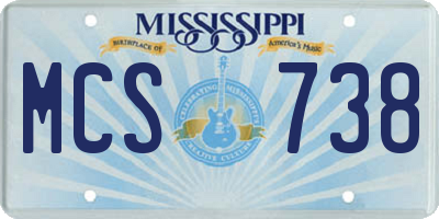 MS license plate MCS738
