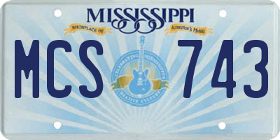 MS license plate MCS743