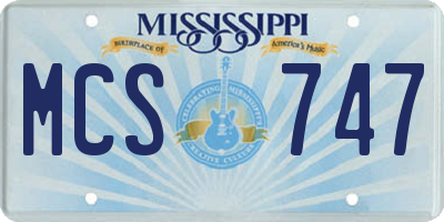 MS license plate MCS747
