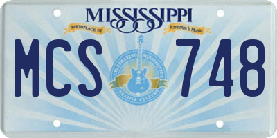 MS license plate MCS748
