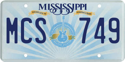MS license plate MCS749
