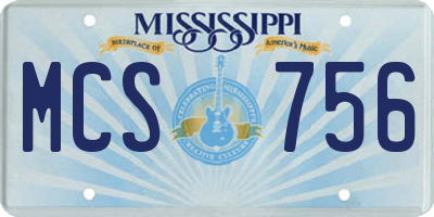 MS license plate MCS756