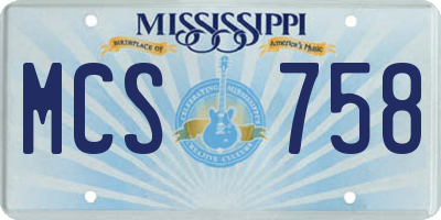 MS license plate MCS758