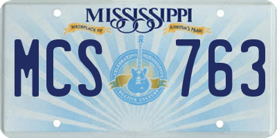 MS license plate MCS763