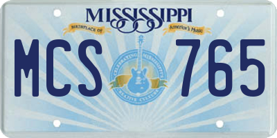 MS license plate MCS765