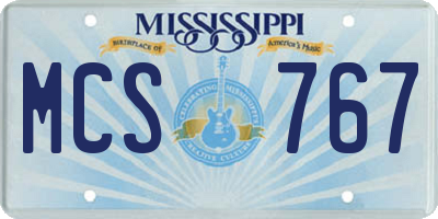 MS license plate MCS767