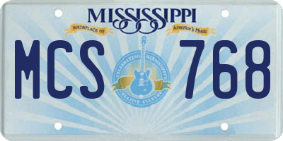 MS license plate MCS768