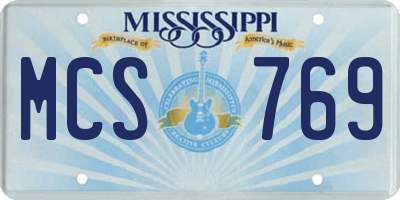 MS license plate MCS769