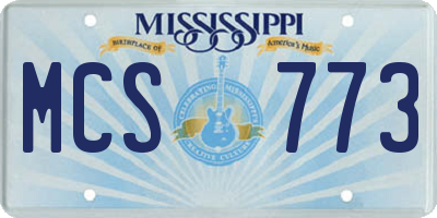 MS license plate MCS773