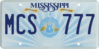 MS license plate MCS777