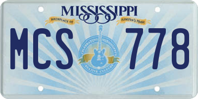 MS license plate MCS778