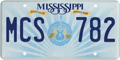 MS license plate MCS782