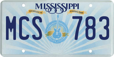 MS license plate MCS783