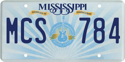 MS license plate MCS784