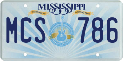 MS license plate MCS786