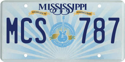 MS license plate MCS787