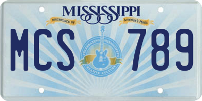 MS license plate MCS789