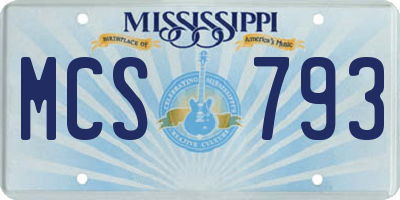 MS license plate MCS793