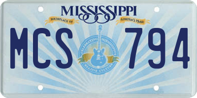 MS license plate MCS794