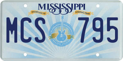 MS license plate MCS795