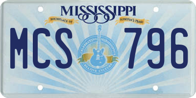 MS license plate MCS796