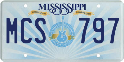 MS license plate MCS797