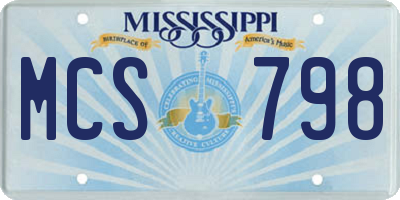 MS license plate MCS798