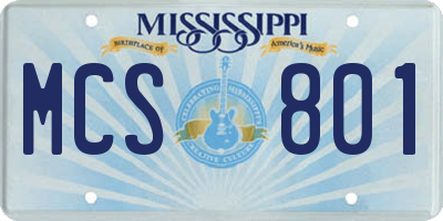 MS license plate MCS801