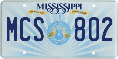 MS license plate MCS802