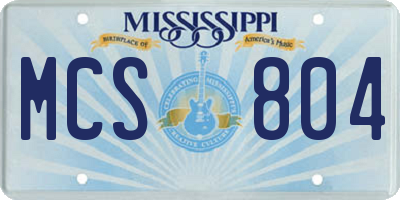 MS license plate MCS804