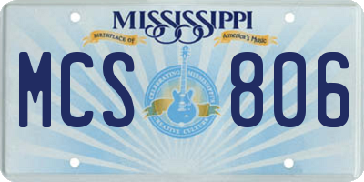 MS license plate MCS806