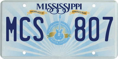 MS license plate MCS807