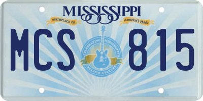 MS license plate MCS815